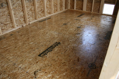 Shiny poly-coated floor